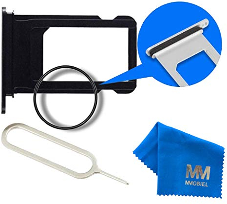MMOBIEL SIM Card Slot Tray Holder Replacement Compatible with iPhone 7 Plus 2016 - Incl. Rubber Gasket and Sim Pin - Black