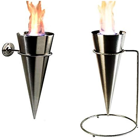 Wandfackel Bodenfackel Fackel Feuerfackel Gartenfackel Cylinder Komplett aus Edelstahl Gel Ethanol