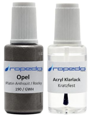 Lackstift Set für Opel GWH / 190 PLATIN ANTHRAZIT/Phantom/Rocky Asteroid | Wasserbasislack wie vom Lackierer, nach Original-Farbcode gemischt, Pinsel im Deckel, für Steinschlag und Kratzer