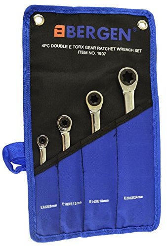 Torx/E Ratchet Spanner Wrench Set Double Ended E6 - E24 4pc Set Bergen AT482