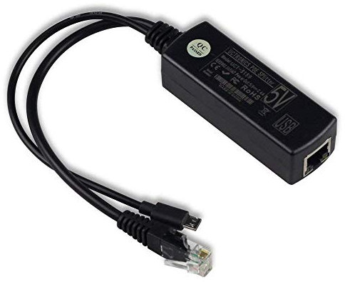 UCTRONICS IEEE 802.3af Micro USB Active PoE Splitter Power over Ethernet 48 V à 5 V 2,4 A pour tablettes, Dropcam ou Raspberry Pi (48 V à 5 V 2,4 A)