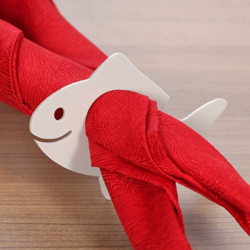 Bütic GmbH Plexiglas® 6er Sets Serviettenringe weiß grau Creme gelb grün Serviettenhalter, Motivauswahl:Fisch - 6er Set, Farbauswahl:grau
