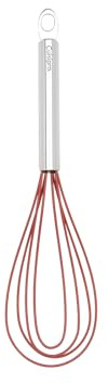 Cuisipro Flat Whisk, Red, Flexible Silicone, Non-Scratch, Heat Resistant, 25.4cm, 10”
