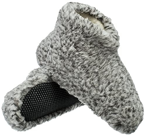 ESTRO Zapatillas De Casa Mujer Invierno Unisexo Lana Pantuflas Zapatillas para Hombre Hechas De Lana De Oveja Ole (39, Gris Ceniza)