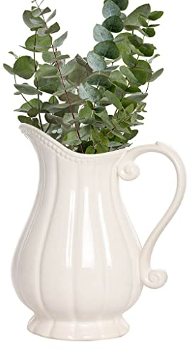 Ceramic Flower Vase Pitcher Jug Home Display Vase Spring Summer Wedding Anniversary Dining Table Centrepiece Gift (BR25)