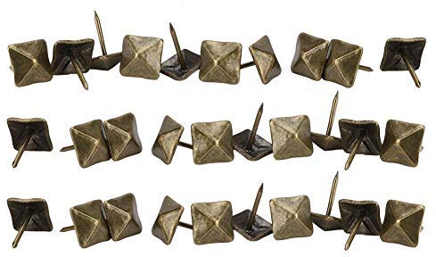 50Pcs Square Upholstery Nails, Antique Furniture Decorative Tacks Pins for Door Sofa Wooden Case(12x18mm)