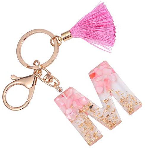 NUOBESTY 1 Pc ornement alphabétique Accessoires de Décoration de clé porte-breloque en résine porte-clés femmes accessoires de voiture accessoires filles pendentif porte-clés gland rose