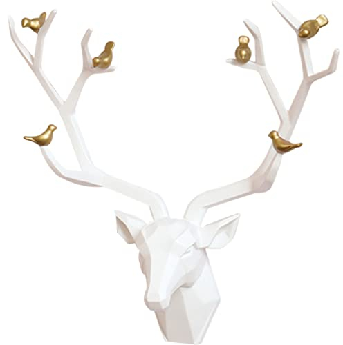 YHRJ Papercraft 3D Tiere, Hirschkopf, Wanddekoration, Hirschkopfskulptur in drei Größen, Geschenk zum Aufhängen mit geometrischem Tierkopf, umweltfreundliches Harz, 3 Stile