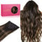 WENNALIFE Clip in Extensions Echthaar, 35cm 14 Zoll 120g 7pcs Balayage Natürliches Schwarz bis Chestnut Braun Hair Extensions Clip in Echthaar Remy Clip in Haarverlängerung Echthaar Extensions
