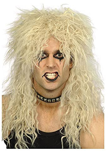 WOOOOZY NEU Perücke Herren Langhaar Hard Rocker strubbelig, blond - mit Haarnetz