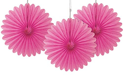 PAPSTAR NEU Fächer/Rosetten aus Papier, Raumdeko zum Aufhängen für Geburtstag, Hochzeit, Party & Co., Größe: ca. 15 cm, 3 Stück, Pink