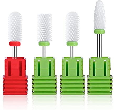 MelodySusie 4x Keramik Nagelfräser Bits Set Nagelfräser Aufsatz Set Premium Keramik Bits Set Professioneller Schleifkörper Schleifkopf für Maniküre Pediküre Nagelpflege
