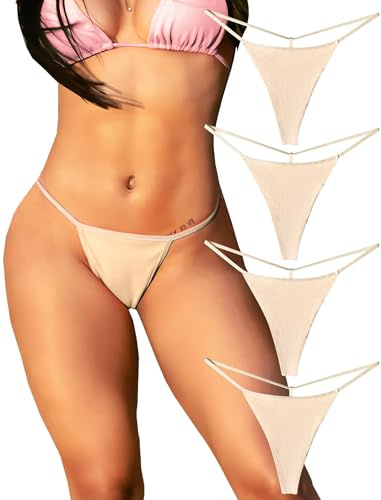 KUKU PANDA Cotton G String Thongs for Women T Back Gstring Underwear Seamless Panties Low Cut Comfortable Tangas Sexy Stringsthongs 4 Pack Set