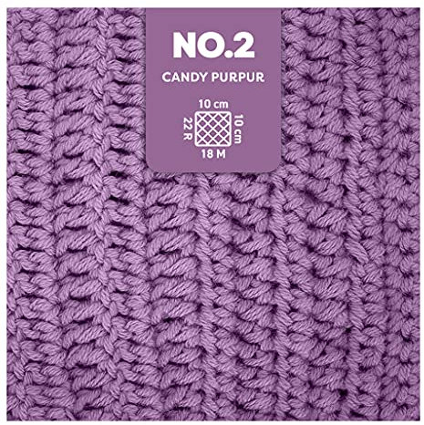 myboshi No.2 inkl. Label, Baumwolle zum Häkeln, Baby Wolle, vegane Wolle zum Stricken, Wolle 60 Grad waschbar, für Baby und Amigurumi, 50g, Ll 100m Lila (Candy Purpur) 8 Knäuel
