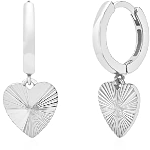 Brandlinger ® Ohrringe Silber 925 hängend. Creolen mit Anhänger Herz. Schmuck Damen vergoldet mit 18 Karat (Silber und Gold) für Frauen und Mädchen. Durchmesser der Creolen 12,5mm.