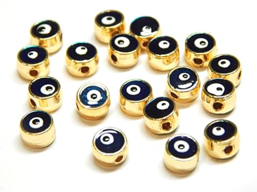 Nazar Boncugu, Blaues Auge, Evil Eye, Schmuckperlen armband perlen, Glas Gold Emaillierte Amulett Zwischenperlen Spacerperlen Zwischenteile 10 Stück, DIY-Schmuck