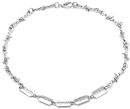 coadipress Collana girocollo unisex con spine gotiche per uomini e donne personalizzato punk hip hop resistente lucchetto collare in metallo spine filo spinato collana girocollo catena Harajuku