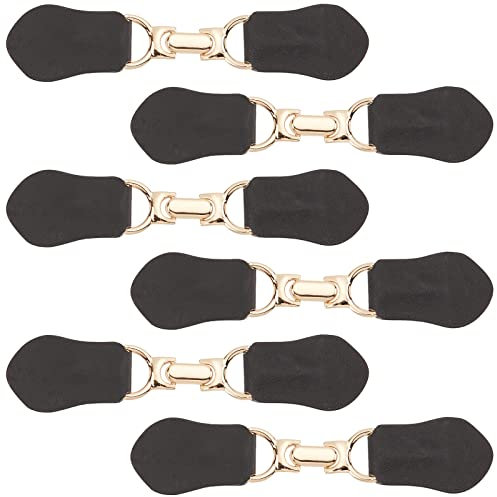 FINGERINSPIRE 6 Sets Leder-Knebelverschlüsse zum Aufnähen schwarzer Cliphalter Schnallenverschluss Stiftschnapper Knebel Lederlaschenverschluss Metallverschluss für Poncho-Cape-Cardigan