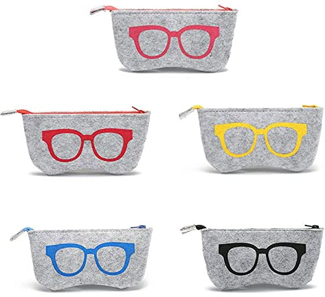 5 Stücke Sonnenbrillen Tasche,Tragbare Reisebrillenetui, Brillenetuis,Tragbare Brillenetui,Tragbaren Filz Mäppchen, Weiche Filz Reißverschluss Brillen Tasche, für Brillen, Stifte(Zufällige Farben)