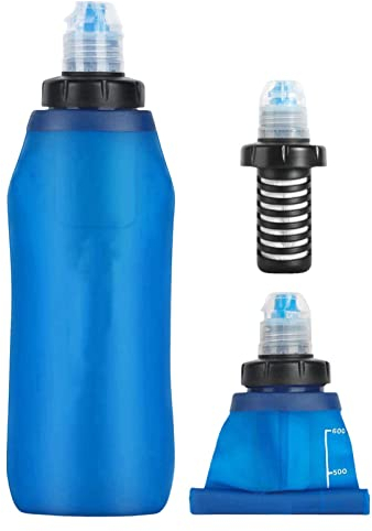 Yeeda Wasserfilterflasche - Tragbare Filterflaschen für Trinkwasser, reinigende Wasserflasche faltbar für Outdoor-Überleben, Camping, Wandern