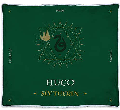 Personalisierte Slytherin-Decke mit Namen/Text. Verschiedene Größen. Personalisierte Geek-Geschenke. Personalisierte Polardecke. 600gr/m². Decke 125x140cm. Slytherin warme Decke