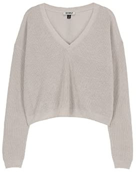 ECOALF - Jersey Mujer Dandelionalf, de Lino, con Cuello Pico, Jersey de Lino, Cómodo y Versátil, Jersey de Punto, Talla L, Color Crema