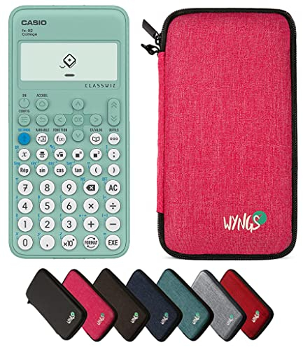Casio fx-92 Collège avec Housse de Protection WYNGS Incluse Rose - Calculatrice Scientifique - Pack de Base