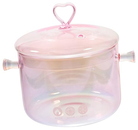 Angoily Cacerola De Vidrio Olla De Vidrio Para Estufa Juego De Ollas y Sartenes Transparentes Olla De Estofado Bote De Cristal Con Tapa Olla a Fuego Lento Cebolla Bebé Alto Borosilicato