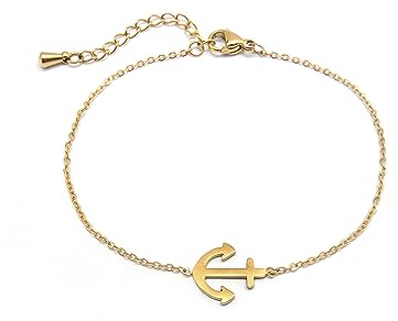 Guoguonb 1 Stück Edelstahl Armband mit Piratenschiff Anker Anhänger Gotik Punk Rock Armband Piraten-Stil Schmuck für beste Freunde Liebhaber und Couple Geschenke