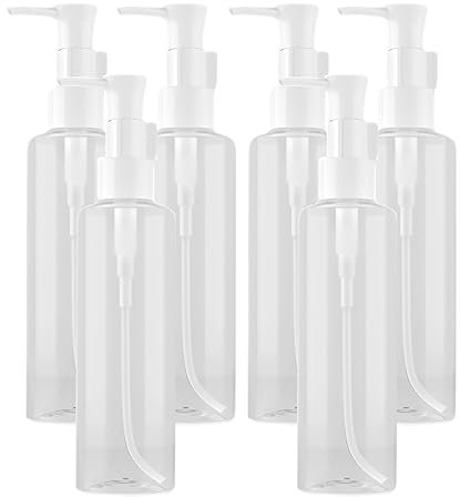 BPZXL 6 pièces 250ml Transparent flacons vides en Plastique, Flacon Vide Pompe Cosmétique Bouteilles pour Savon Gel Huile Essentielle Lotion Cosmétique