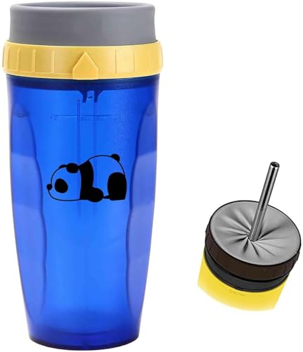 DMJHJY Tasse Twizz 11 oz, Tasse de Voyage Twizz avec Paille 300 ML, Tasse à café Twizz, Tasses isolées Twist Cup Conception Unique Anti-Fuite avec Paille Double Silicone (Bleu,Panda)
