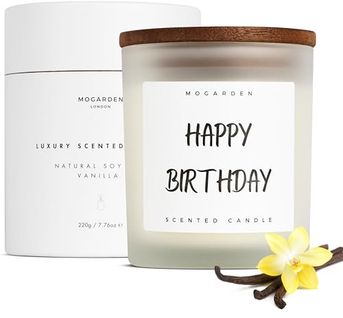 Luxury Birthday Candle Gift, Birthday Gifts for Women Men, Happy Birthday Present Vanilla Candle 220g