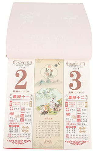 Wandkalender 2023 Fengshui-kalender Jahr Kalender 2023 Chinesisch Porzellan-wandkalender Mondkalender 2023 Wand Krippendekoration Verdicken Papier Schreibtischkalender