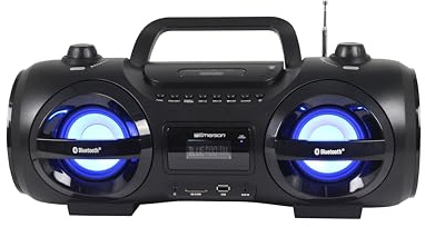 Emerson EPB-3005 Retro Portable Boombox CD Player, AM/FM Radio, Bluetooth, USB, LED Display, Aux-in, Headphone Jack, Battery or AC Powered, Classic Entertainment for Home & Outdoors