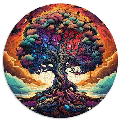 Puzzle da 1000 pezzi per adulti L'albero della vita, puzzle rotondi, adatti per adulti e bambini dai 12 anni in su, puzzle di cartone, puzzle di pensiero, dimensioni: 67,5 x 67,5 cm