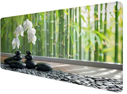 Gaming Mauspad XXL 1200 x 600 mm, Zen Mauspad Groß mit Vernähten Kanten, Gaming Mousepad Blume mit Verbessert Präzision und Geschwindigkeit, Mousepad XXL Wasserdicht für Gaming, Büro, Zuhause X-3