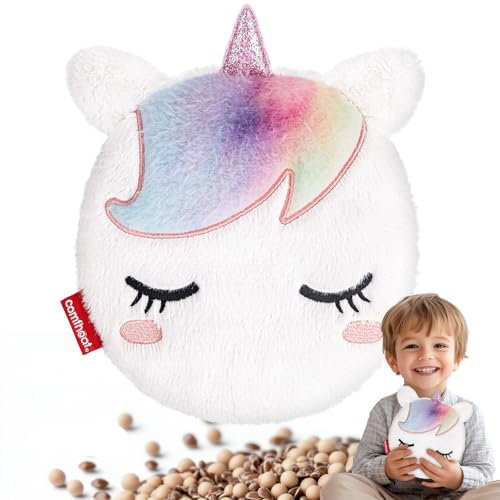Comfheat Einhorn Mikrowelle Heizung Pad für Schmerzlinderung, Unsparfümierte Mikrowellenheizung Pad Plüschtier für Krämpfe, Muskeln, natürliche kleine Hitze Pack feuchte Wärme mit waschbarer Abdeckung