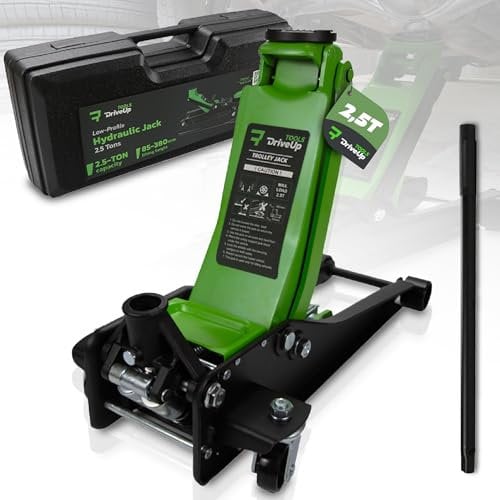 DRIVEUPTOOLS Floor Jack 2.5T with Carrying Case | Low-Profile Car Jack with Lifting Height of 3.3-15 inches and carrying bag | Car Jack kit with a Capacity of up to 5,500 lbs