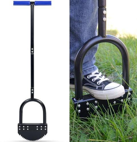 CKLT 104 cm Kantenstecher 41 Zoll Rasenkantenschneider mit Federstahlklinge Langem Gummigriff Breiter Fußplatte Rostfreiem Manganstahl Halbmond Kantenabschneider für Gartenpflege