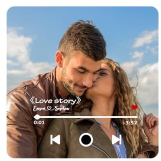 Custom Music Fridge Magnet Personalised Acrylic Music Album Photo Refrigerator Magnet with Built-in Music Player Unique Home Decor Gift for Couple Family Christmas Valentine's Day Birthday (Style 02)