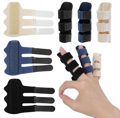 GADITIEK Fingerschiene, 3 Stück Fingerschienen, Verstellbare Fingerstütze Stacksche Schiene, Fingerbandage mit Eingebautes Aluminiumband für Verstauchte, Arthritis und Geschwollene Finger (3-3Farben)