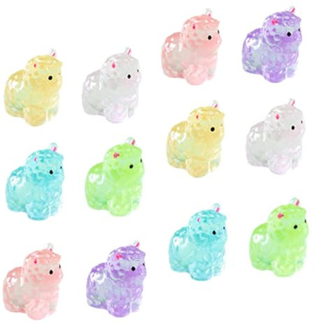 MOBUTOFU Im Dunkeln leuchtende Miniatur-Alpaka-Ornamente. Tierdekoration aus Kunstharz für Landschaften und als Dekoration für das Zuhause.