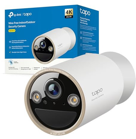 Tapo C460 4K 8MP Überwachungskamera Aussen Akku, Starlight-Farb-Nachtsicht, Dual-Band WLAN, Magnetfuß, Verschlüsselte microSD-Aufzeichnung, KI-Erkennung, 10000-mAh-Akku