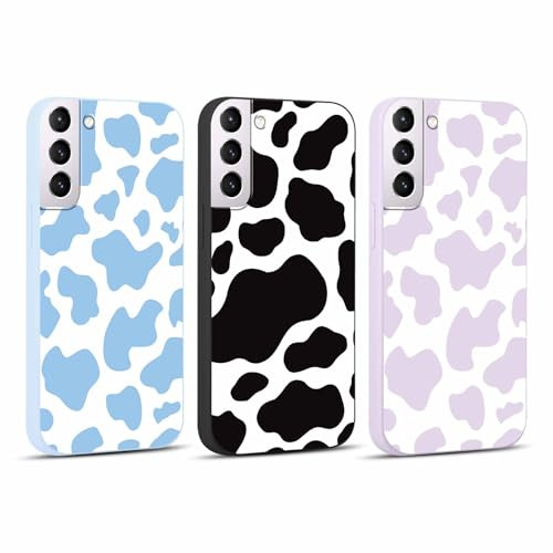RUMDEY Funda Schutzhülle für Samsung Galaxy S21 5G 15,7 cm (6,2 Zoll), niedliches Kuhmuster, matt, weich, schlank, stoßfest, TPU-Stoßdämpfer, 3 Stück