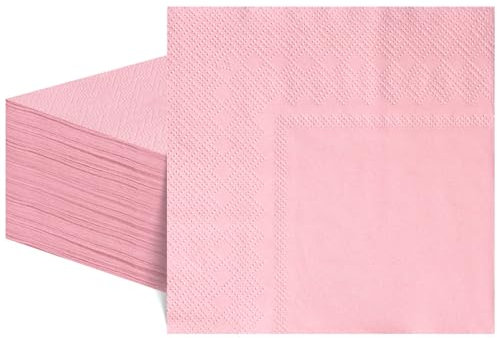 Lot de 60 serviettes de cocktail, à 2 couches, roses, jetables, pour mariage, anniversaire, mariage, fête prénatale, 12,7 x 12,7 cm