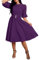 IWFEV Spitzenkleid, plissiert, Puffärmel, wadenlang, kurze Ärmel, Midi-Kleid, hohles Party-Abendkleid, violett, M