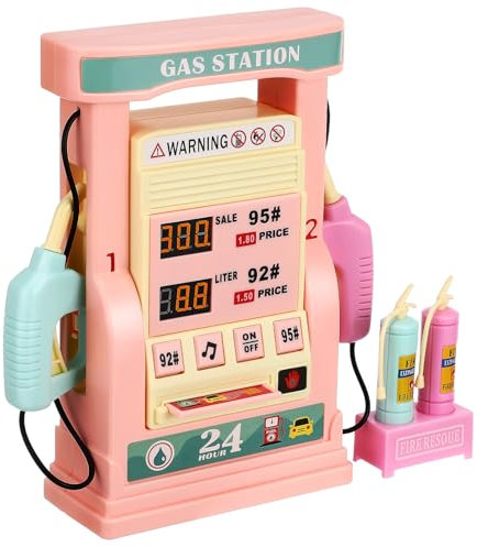 Toyvian Jouet Station-service pour Garçon Fille Pompe à Essence Factice Décoration Miniature Modèle de Station de Contrôle Routier Kit de Lavage Auto