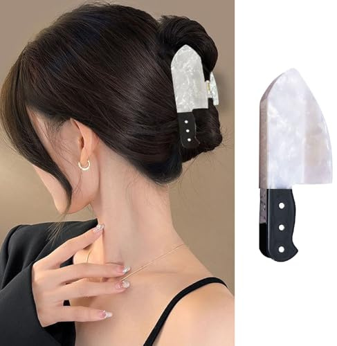 1Pcs Halloween Knife Hair Claw Clips Wacky Cute Strong Hold Hair Clips with Black White Knife Design for Halloween Hair Accessories Acrylic Non Slips Shark Jaw Clamp Clip for Women Thick/Thin Hairs