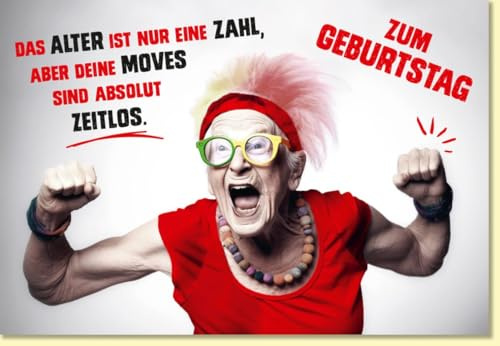 Gutsch Verlag Geburtstagskarte lustig mit cooler Oma in buntem Outfit und Spruch Das Alter ist nur eine Zahl originelle Doppelkarte zum Geburtstag - mit Umschlag