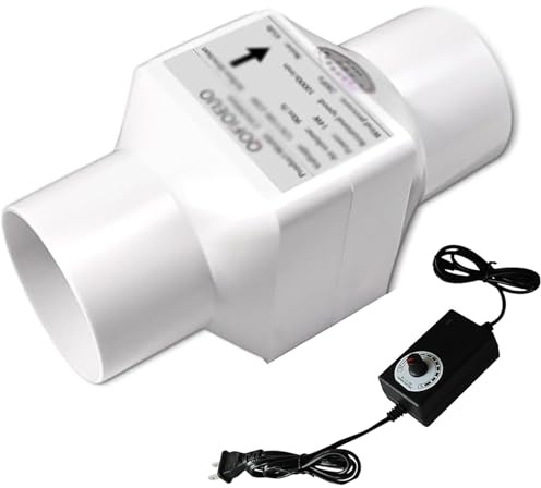 HBBursts Ventilatore Di Estrazione Ad Alto Flusso D'aria E Basso Rumore Nero, Condotto In Linea Da 2 Pollici For Seminterrato, Garage, Soffitta, Mobile, Guardaroba, Cucina(White,Speed governor)